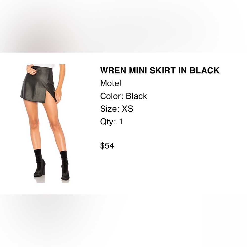 Motel “Wren” faux black leather skirt